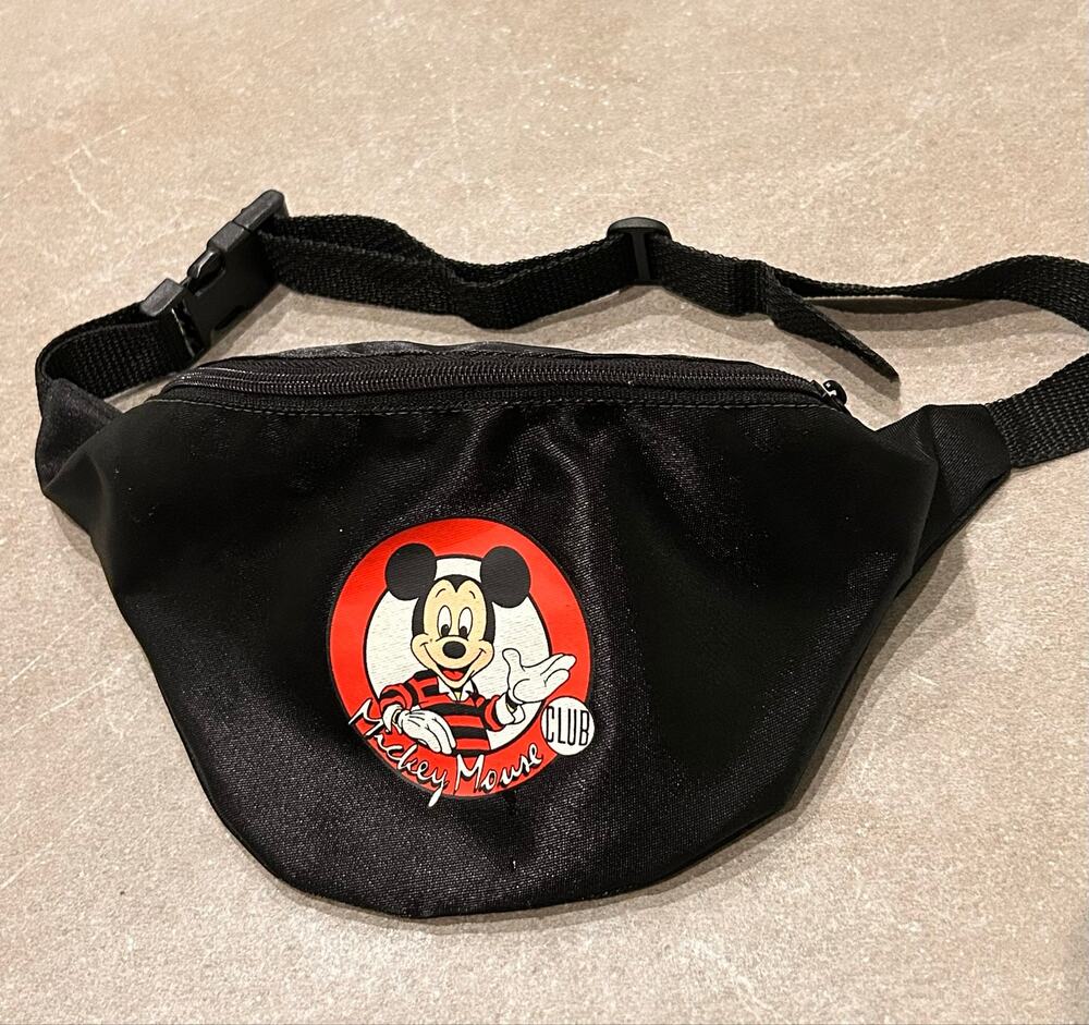 Vintage Disney Mickey Mouse Club Black Fanny Pack Waist Bag Made in USA -